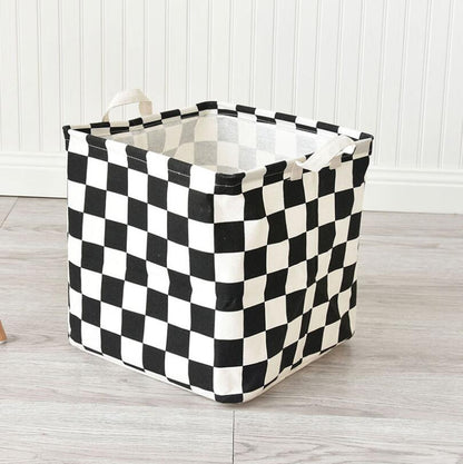 Monochrome Cube Canvas Basket - Toy Storage Box - Just Kidding Store