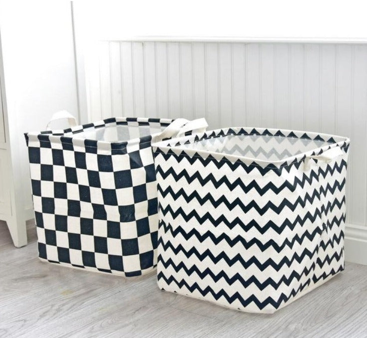 Monochrome Cube Canvas Basket - Toy Storage Box