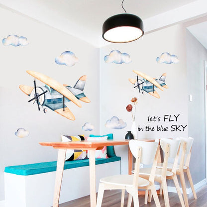 Fly In The Sky Wall Decals Planes And Clouds Vinyl -Just Kidding Store