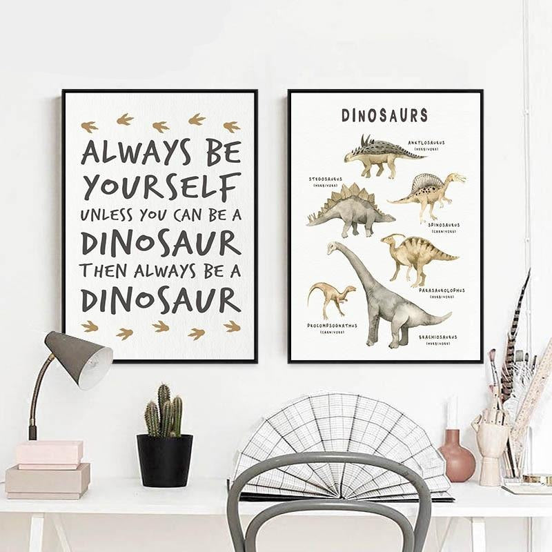 Guide To Dinosaurs - Always Be Yourself - Canvas Wall Art -  Just Kidding Store