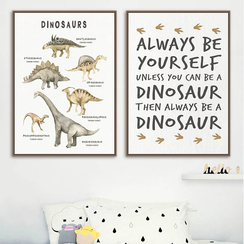 Guide To Dinosaurs - Always Be Yourself - Canvas Wall Art -  Just Kidding Store