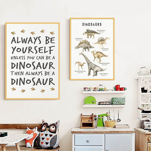 Guide To Dinosaurs - Always Be Yourself - Canvas Wall Art -  Just Kidding Store