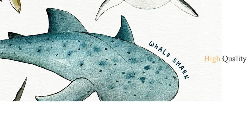 Nursery Canvas Wall Art Dinosaurs Whales Sharks - Just Kidding Store