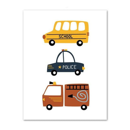 Cars And Truck Road Nursery Bedroom Canvas Wall Art - Just Kidding Store