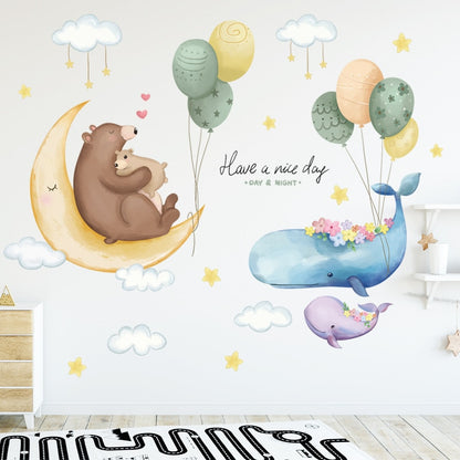 Floating Whales And Bears Wall Decal Nursery Stickers - Just Kidding Store