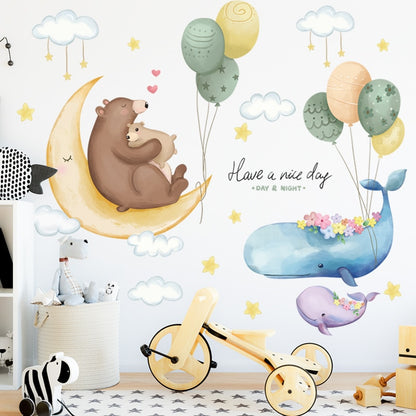 Floating Whales And Bears Wall Decal Nursery Stickers - Just Kidding Store