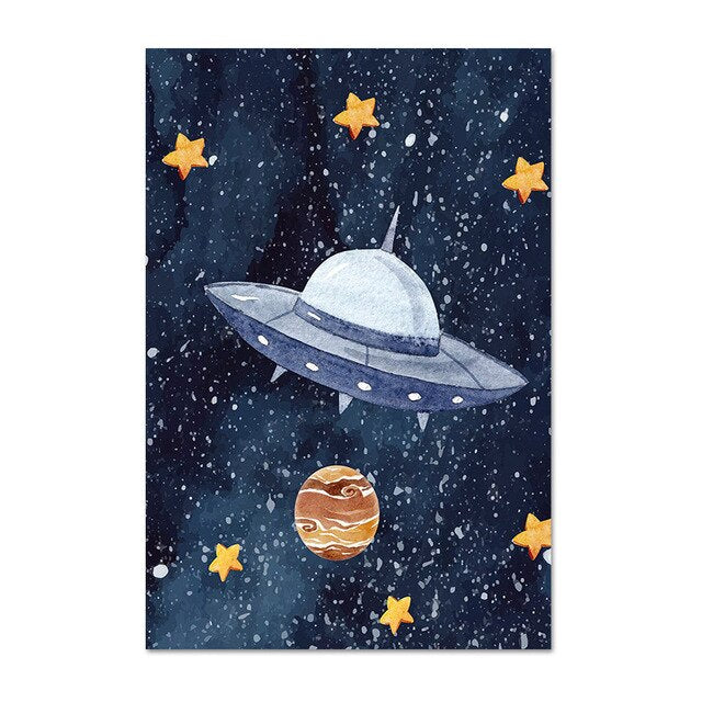 Outer Space Canvas Wall Art - Children's Posters - Just Kidding Store