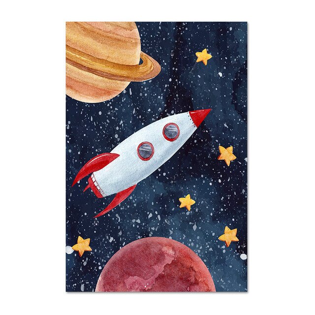 Outer Space Canvas Wall Art - Children's Posters - Just Kidding Store