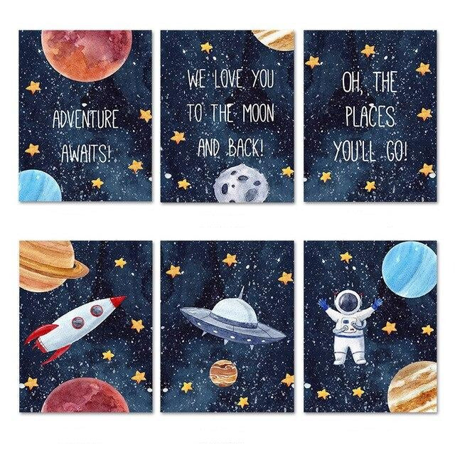 Outer Space Canvas Wall Art - Children's Posters - Just Kidding Store