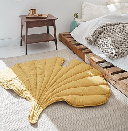 Quilted Leaf Shape Mat - Nursery Cotton Rug - Just Kidding Store
