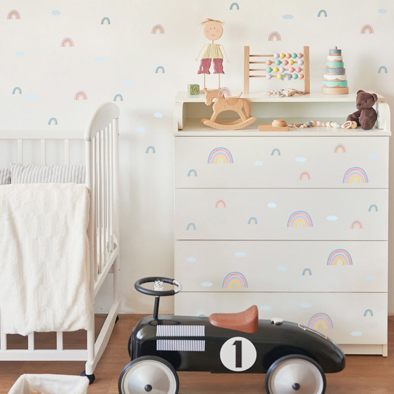 Rainbows And Clouds Wall Decals Nursery Stickers - Just Kidding Store