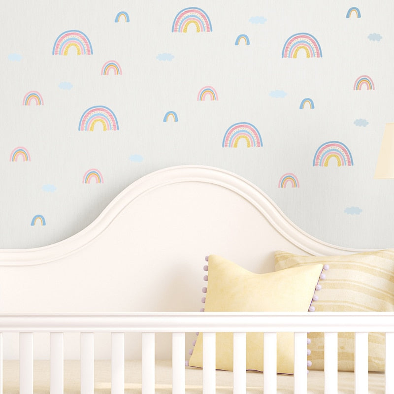 Rainbows And Clouds Wall Decals Nursery Stickers - Just Kidding Store