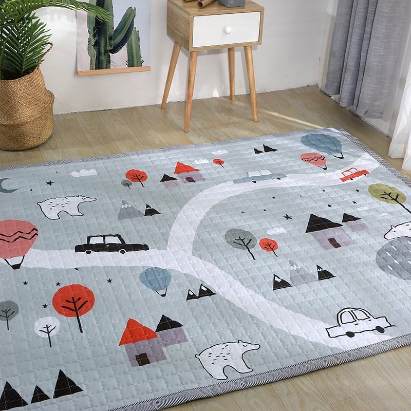 Oversized Play Mat - Quilted Anti Skid Carpet - Nordic Winter