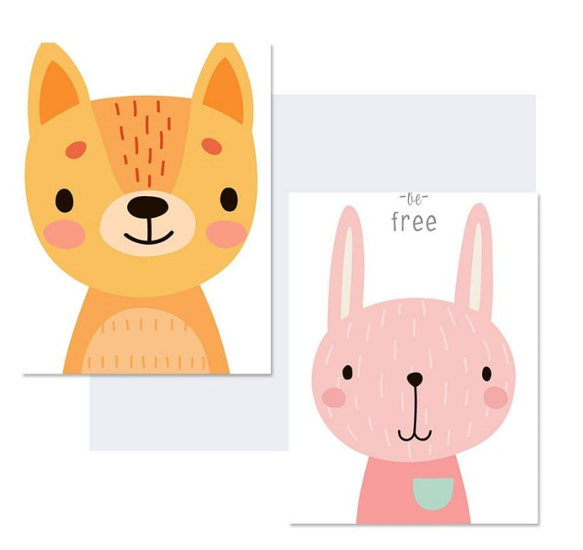 Woodland Animals Personalised Birth Details Canvas Wall Art- Just Kidding Store
