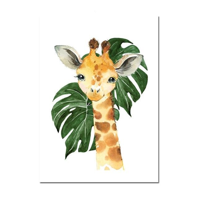 Watercolor Safari Animals Canvas Wall Art - Nursery Posters - Just Kidding Store
