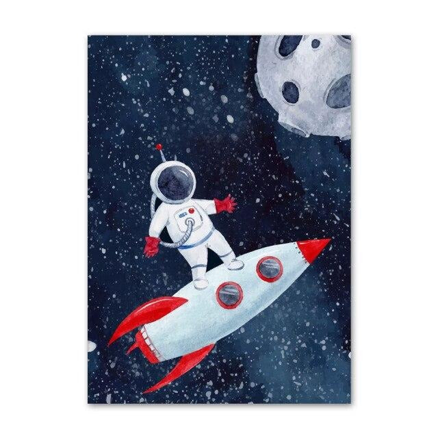 Space Travel Canvas Wall Art Outer Space Posters - Just Kidding Store