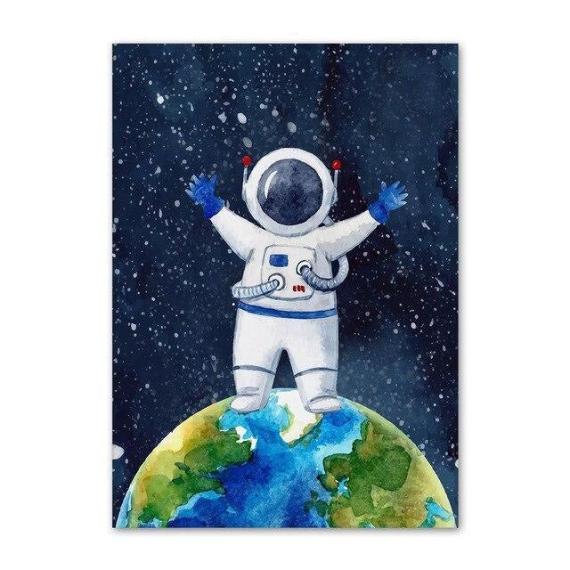 Space Travel Canvas Wall Art Outer Space Posters - Just Kidding Store