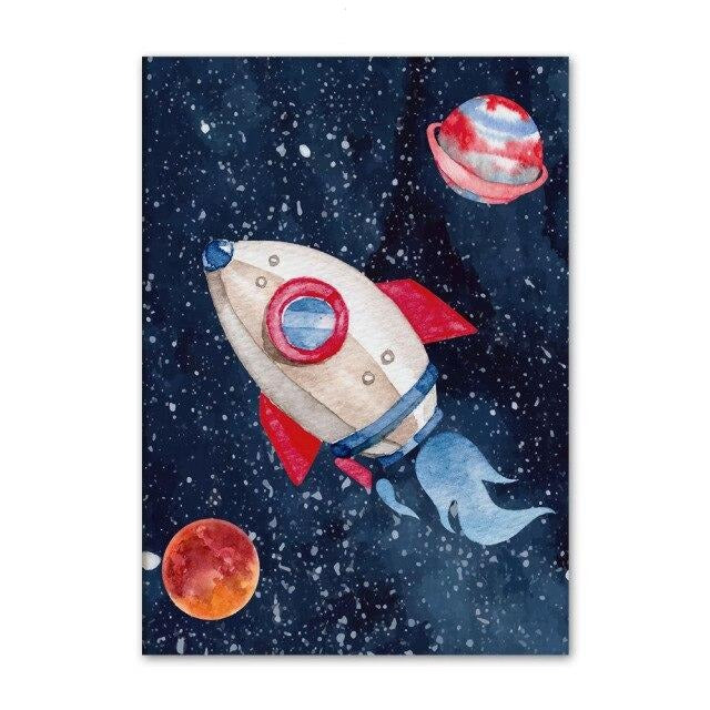 Space Travel Canvas Wall Art Outer Space Posters - Just Kidding Store