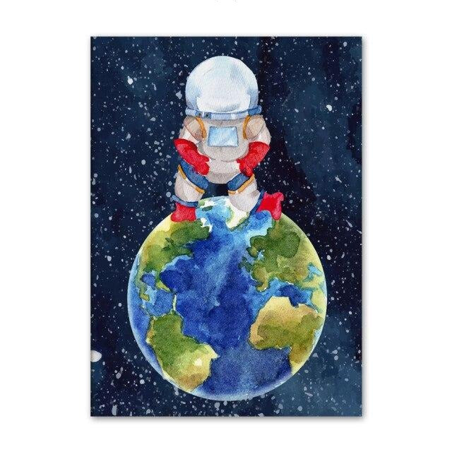 Space Travel Canvas Wall Art Outer Space Posters - Just Kidding Store