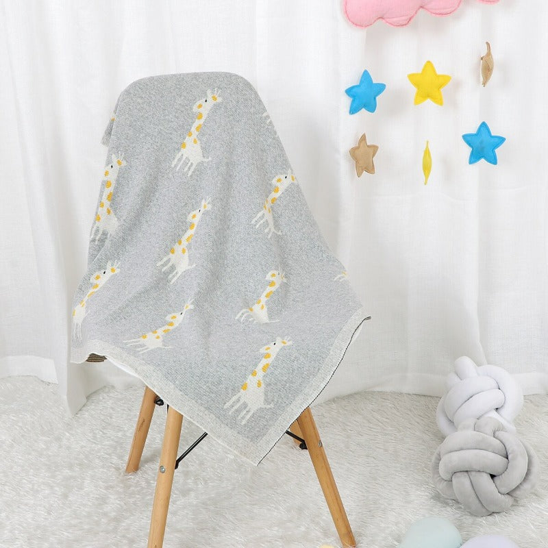 Little Giraffe Baby Children Cotton Knit Blanket - Just Kidding Store