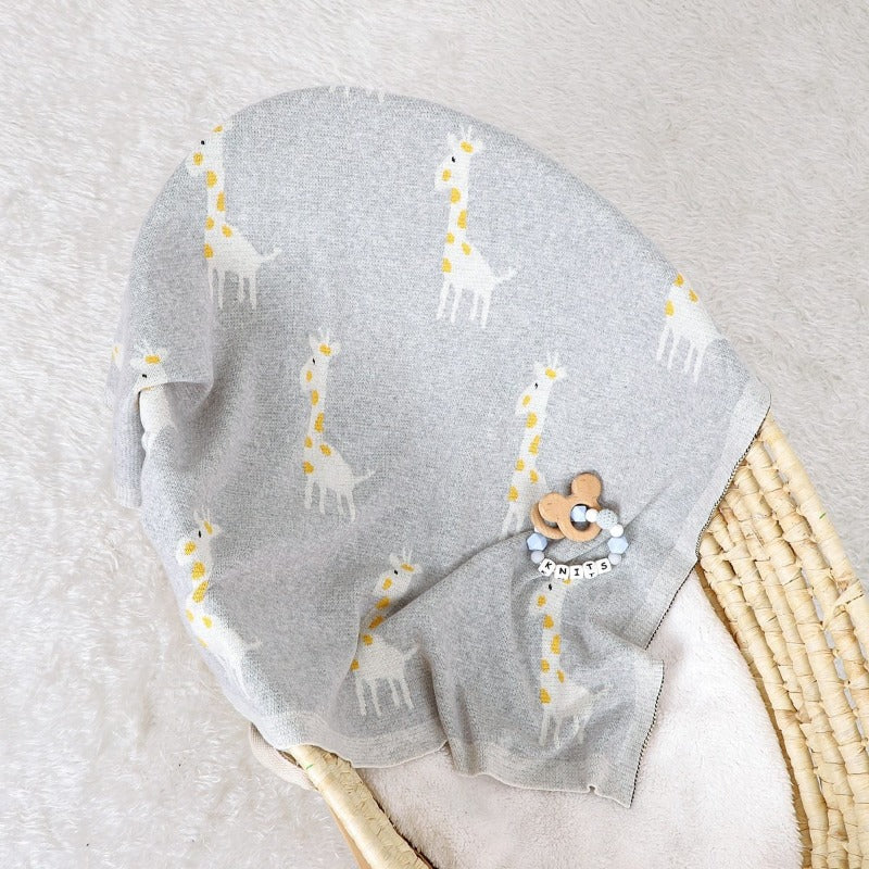 Little Giraffe Baby Children Cotton Knit Blanket - Just Kidding Store