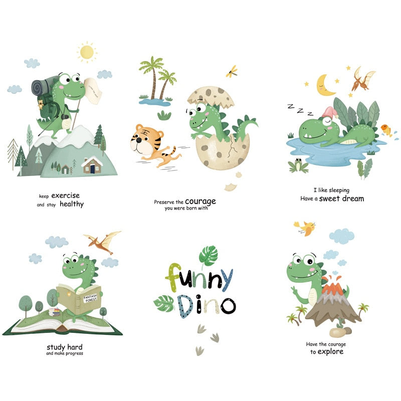 Funny Dino Wall Sticker - Childrens Wall Decal - Just Kidding Store