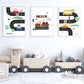 City Cars Canvas Wall Art - Nursery Posters - Just Kidding Store