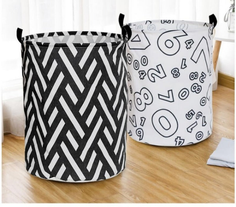 Monochrome Toy Storage Hamper Basket - Laundry Barrel - Just Kidding Store