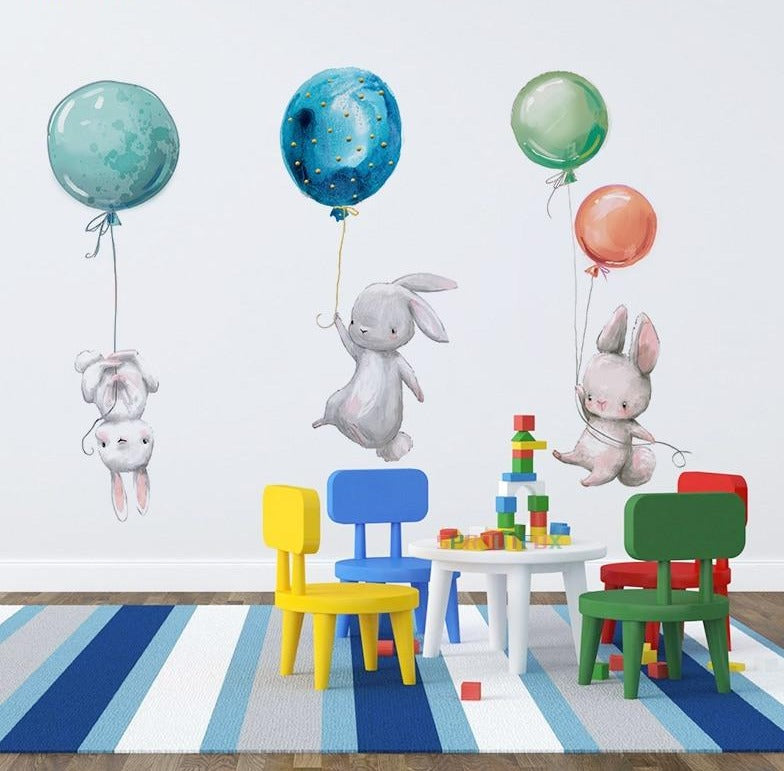 Balloon Bunny Wall Decal Childrens Wall Stickers - Just Kidding Store