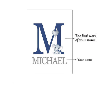 Blue Moon Elephant Balloon Canvas Art - Custom Name Wall Posters - Just Kidding Store