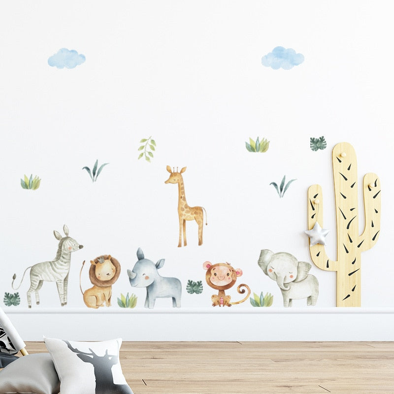 Watercolor Safari Wall Decal Nursery Wall Stickers - Just Kidding Store