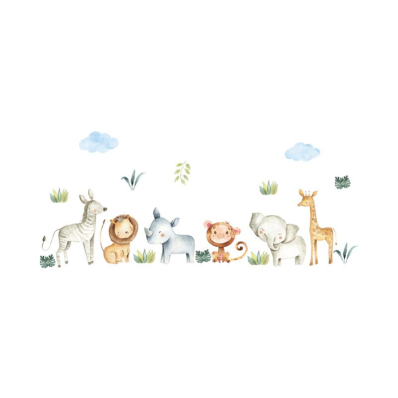 Watercolor Safari Wall Decal Nursery Wall Stickers - Just Kidding Store