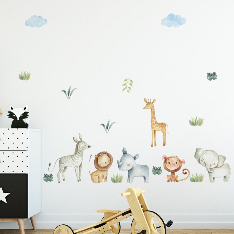 Watercolor Safari Wall Decal Nursery Wall Stickers - Just Kidding Store