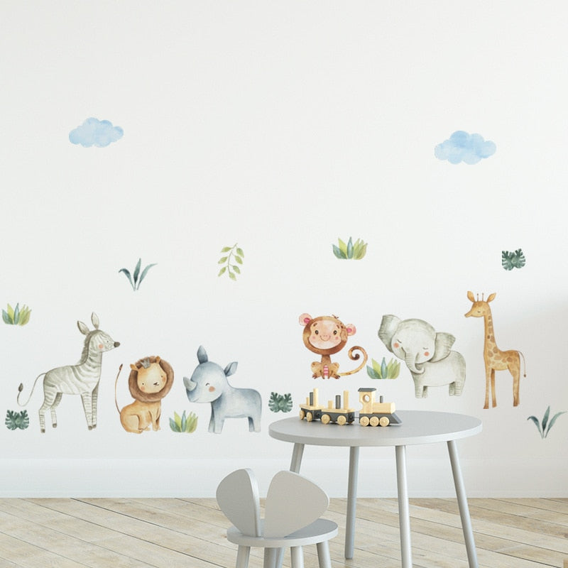 Watercolor Safari Wall Decal Nursery Wall Stickers - Just Kidding Store