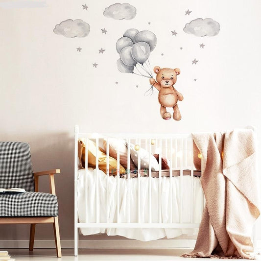 Balloon Teddy Bear Nursery Wall Decal - Just Kidding Store