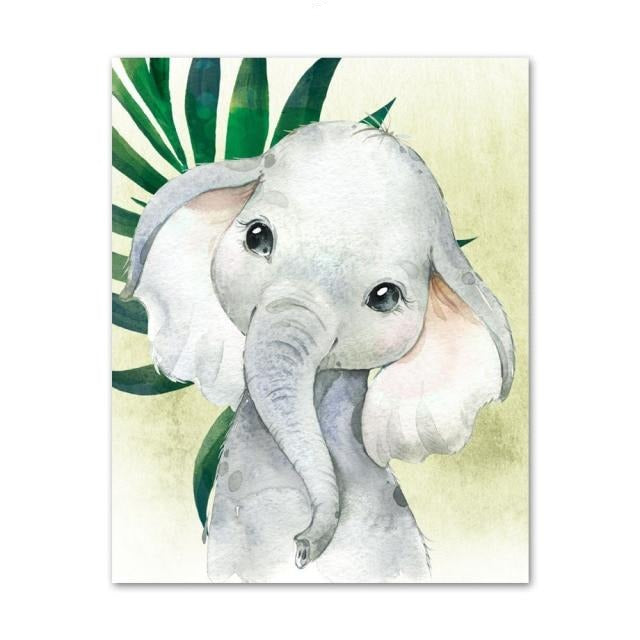 Watercolor Safari Animals Canvas Wall Art Tropical Jungle Animals Posters - Just Kidding Store
