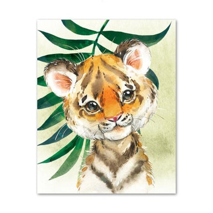 Watercolor Safari Animals Canvas Wall Art Tropical Jungle Animals Posters - Just Kidding Store