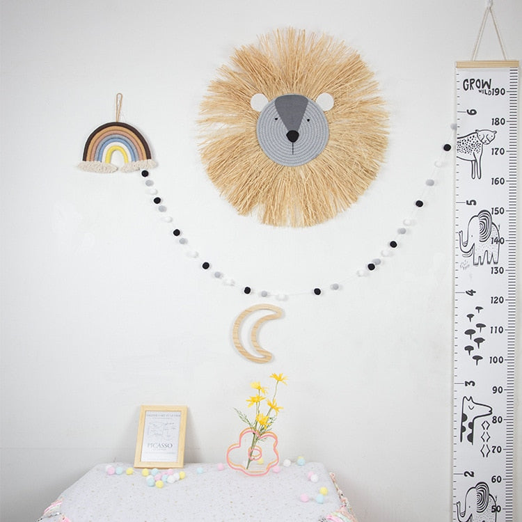 Hand Woven Lion Head -  Hanging Animal Ornament - Just Kidding Store