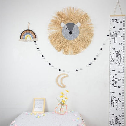Hand Woven Lion Head -  Hanging Animal Ornament - Just Kidding Store