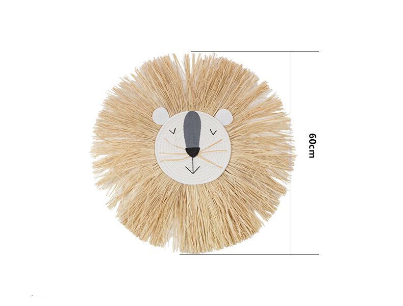 Hand Woven Lion Head -  Hanging Animal Ornament - Just Kidding Store