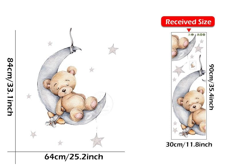 Sleepy Teddy Bear Wall Decal - Nursery Stickers  - Just Kidding Store