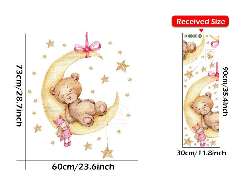 Sleepy Teddy Bear Wall Decal - Nursery Stickers  - Just Kidding Store