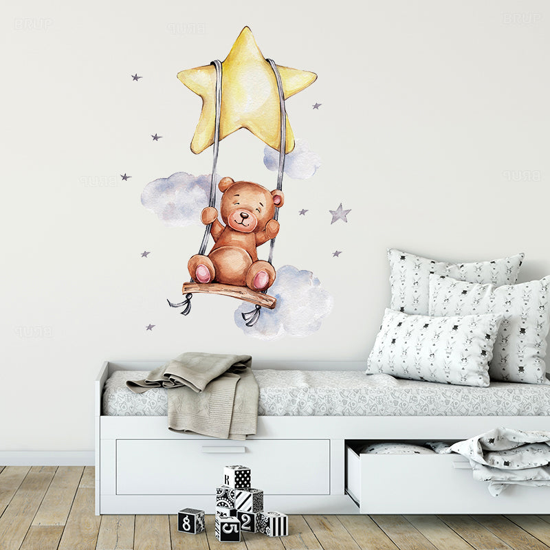 Sleepy Teddy Bear Wall Decal - Nursery Stickers  - Just Kidding Store