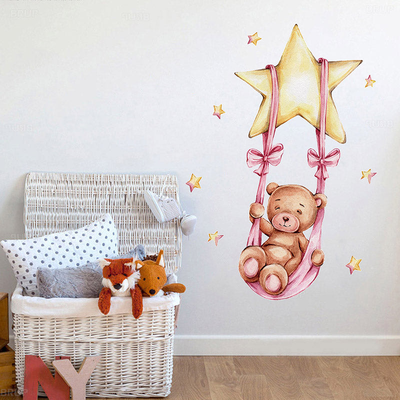 Sleepy Teddy Bear Wall Decal - Nursery Stickers  - Just Kidding Store