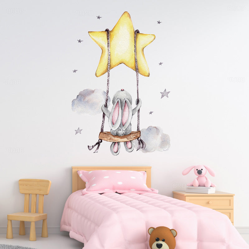 Sleepy Teddy Bear Wall Decal - Nursery Stickers  - Just Kidding Store