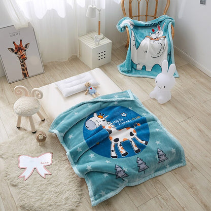 Giraffe Coral Fleece Blanket - 2 Layers Bedspread - Just Kidding Store