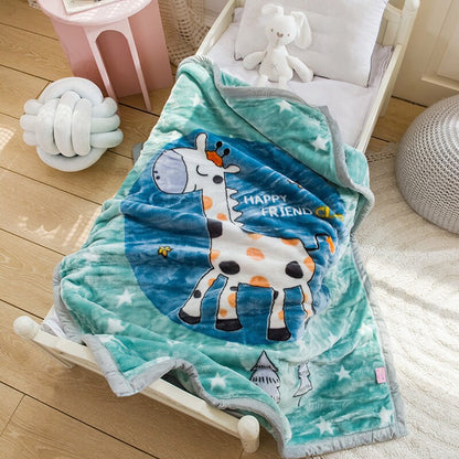 Giraffe Coral Fleece Blanket - 2 Layers Bedspread - Just Kidding Store