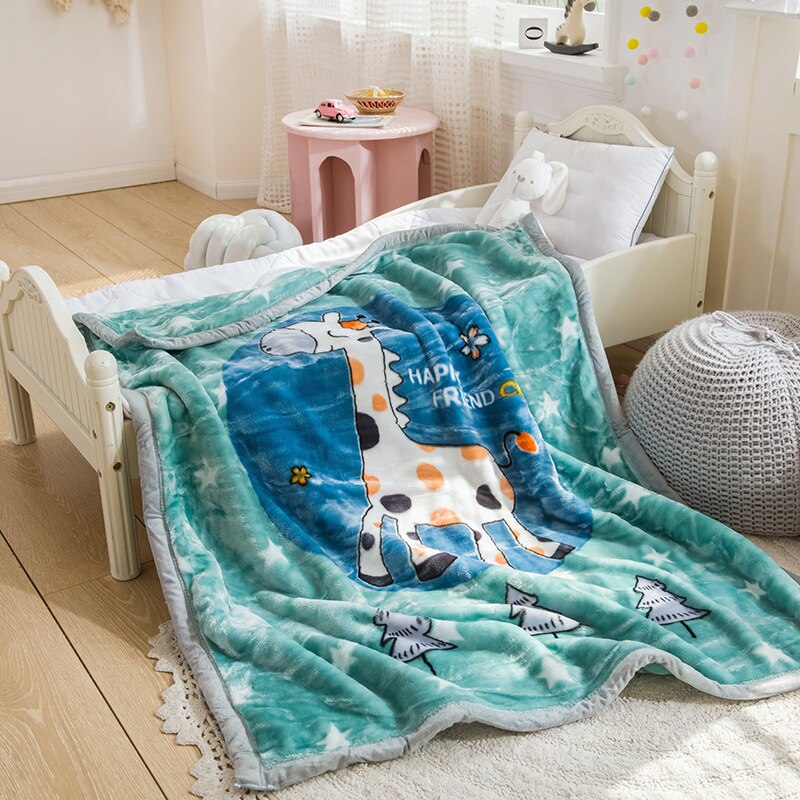 Giraffe Coral Fleece Blanket - 2 Layers Bedspread - Just Kidding Store