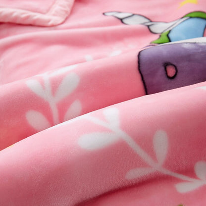 Elephant Coral Fleece Blanket - 2 Layers Bedspread - Just Kidding Store