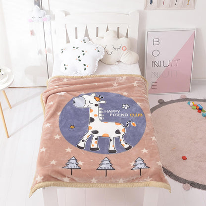 Giraffe Coral Fleece Blanket - 2 Layers Bedspread - Just Kidding Store